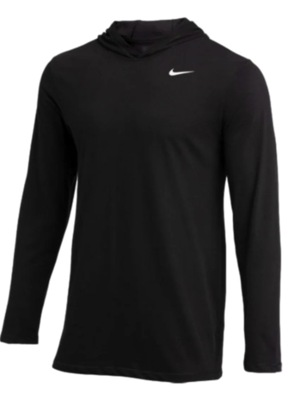 Nike Dri-Fit Long Sleeve Hoodie Hooded Tee Shirt Black CJ1696-010 Mens Size M